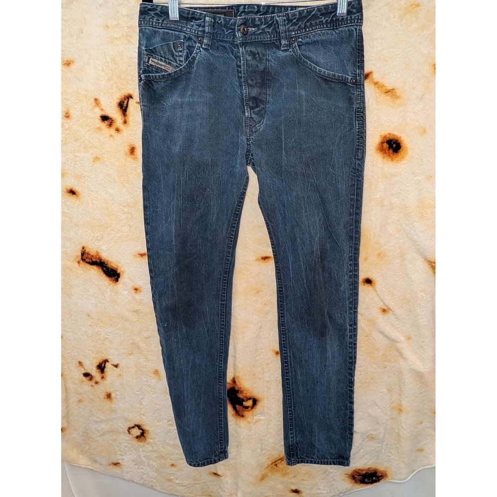 Diesel Darron Jeans Mens 30 Blue Regular Slim Tapered Wash 0816V Cotton Denim
